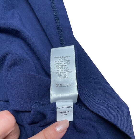 JESSICA LONDON BLOUSE SHIRT KEYHOLE FRONT FLOWY STRETCH SIZE 22/24 (1X) BLUE - Picture 5 of 7